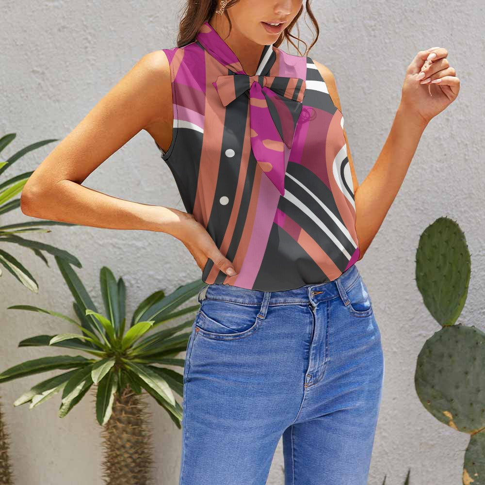 Licorice Highway - Sleeveless summer top with bow