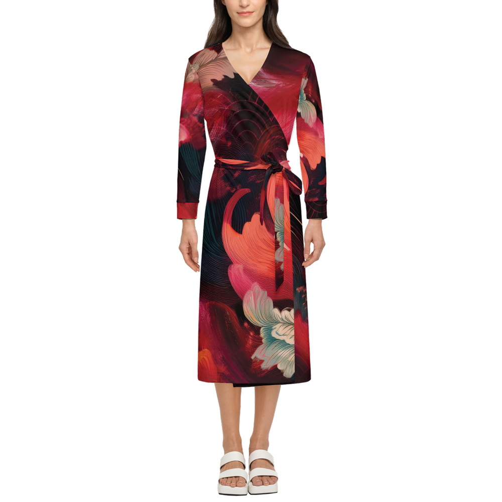 Women's ¾ Sleeve Wrap Featherfare - Red