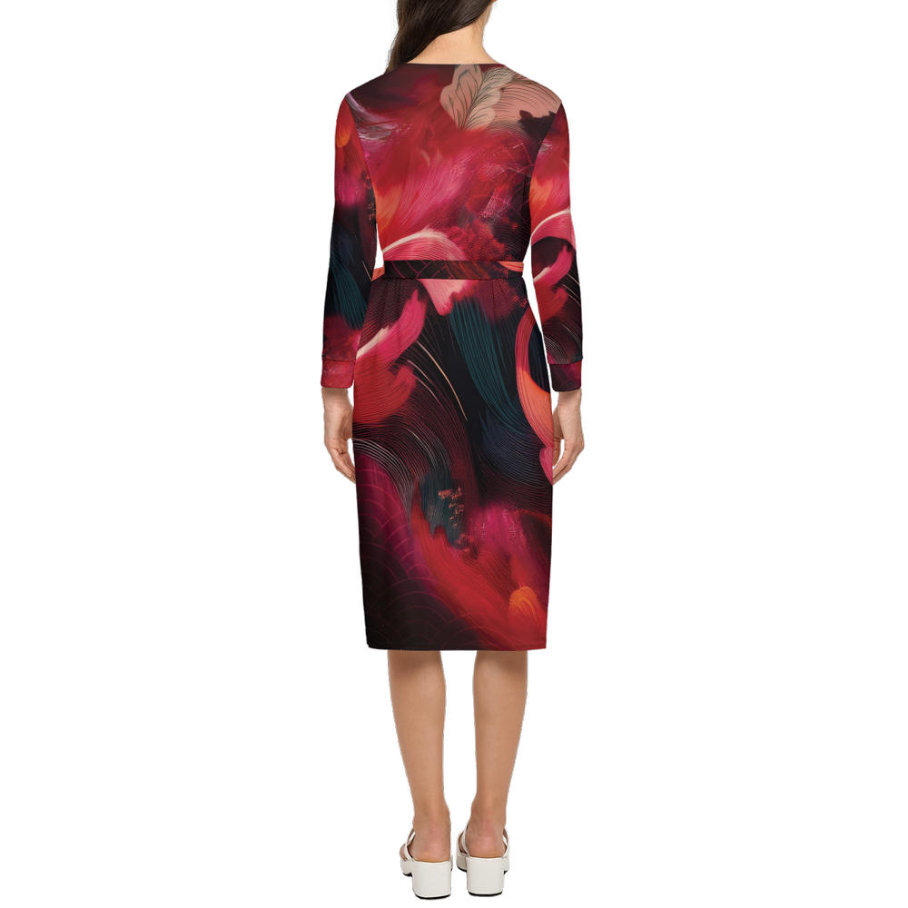 Women's ¾ Sleeve Wrap Featherfare - Red