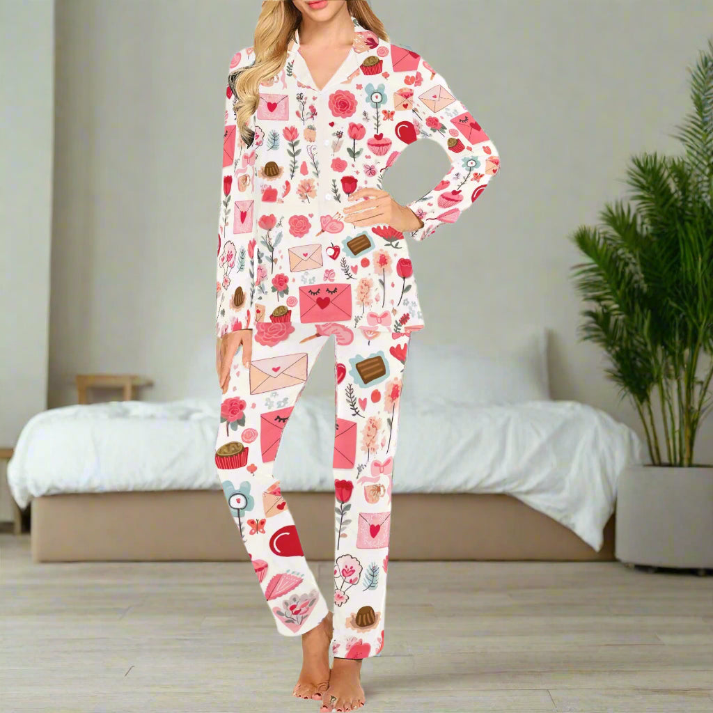 Pretty Valentine Long Pajama Set