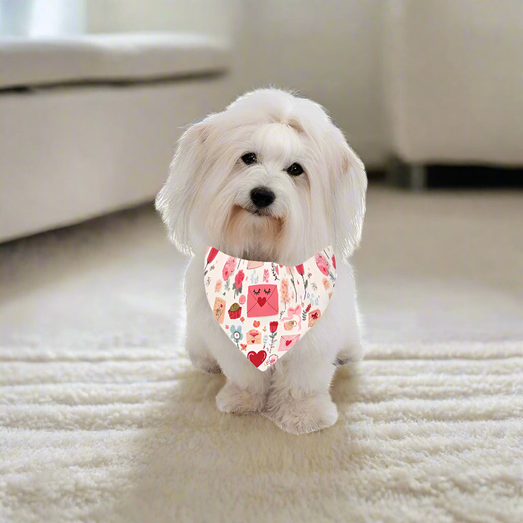 Pet Dog wearing a Valentine Bandana