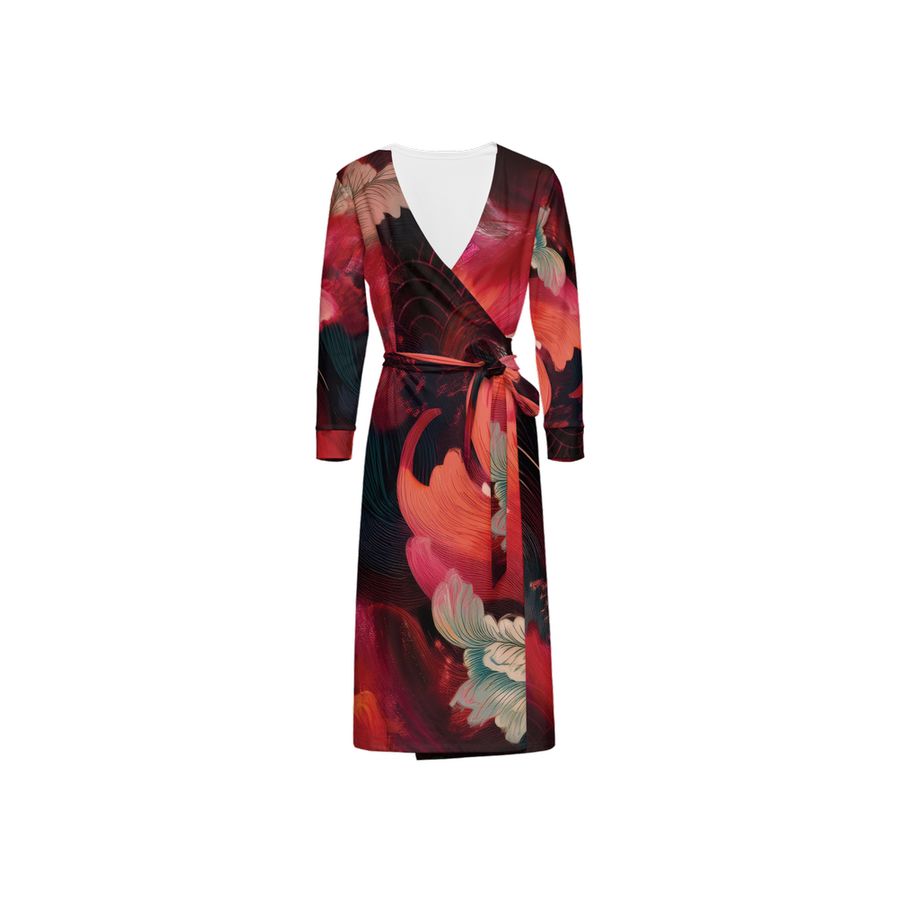 Women's ¾ Sleeve Wrap Featherfare - Red