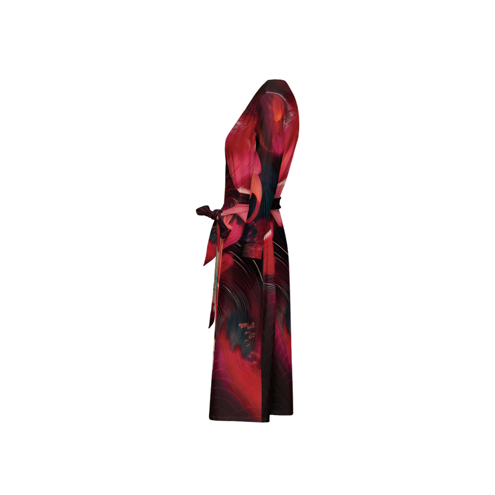 Women's ¾ Sleeve Wrap Featherfare - Red