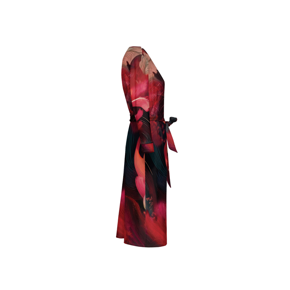 Women's ¾ Sleeve Wrap Featherfare - Red