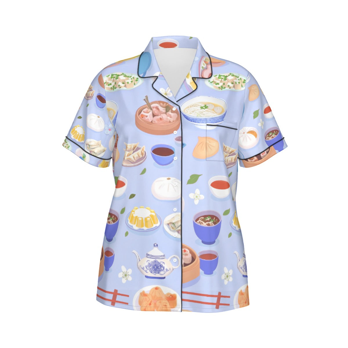 Yum Cha Shorty Satin Pajamas - Blue