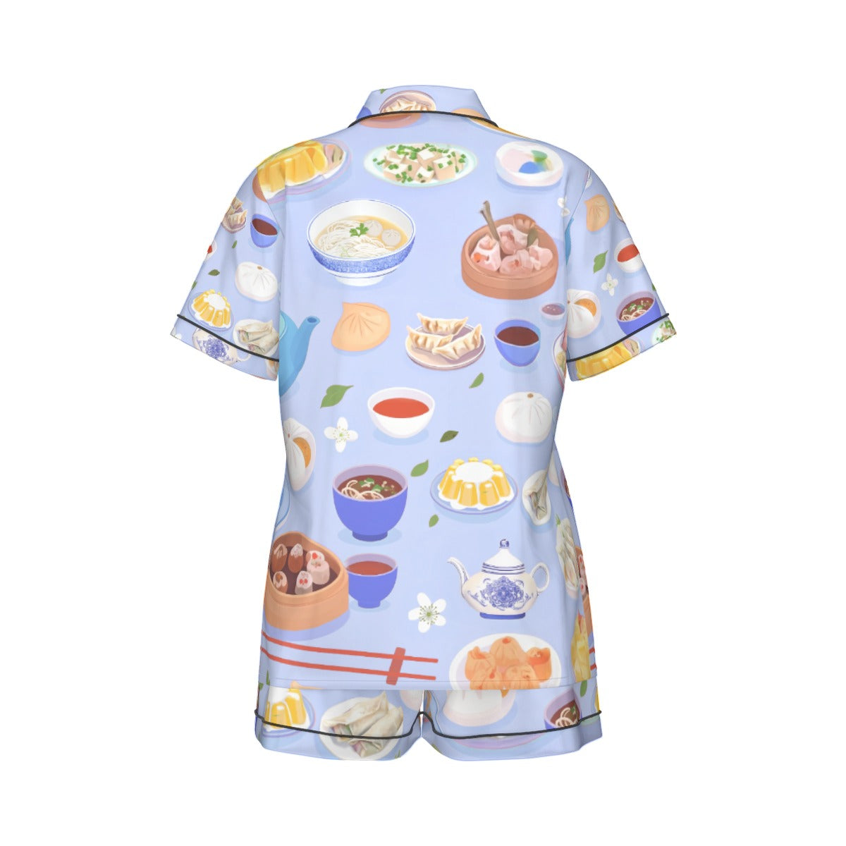 Yum Cha Shorty Satin Pajamas - Blue