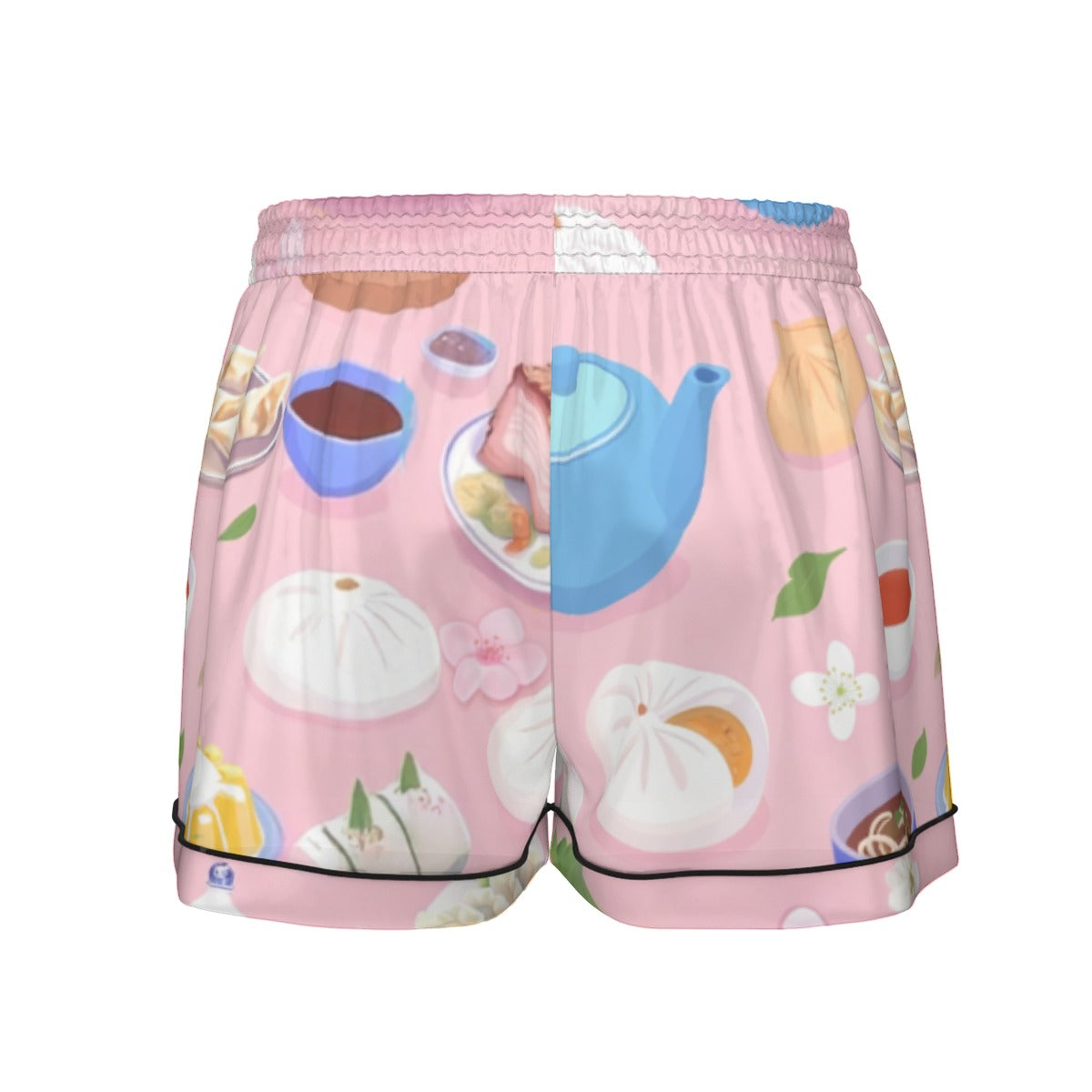 All-Over Print Women's Imitation Silk Pajama Set With Short Sleeve