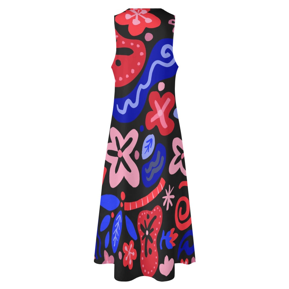 Abstract Botanicals Long Elegant Dress