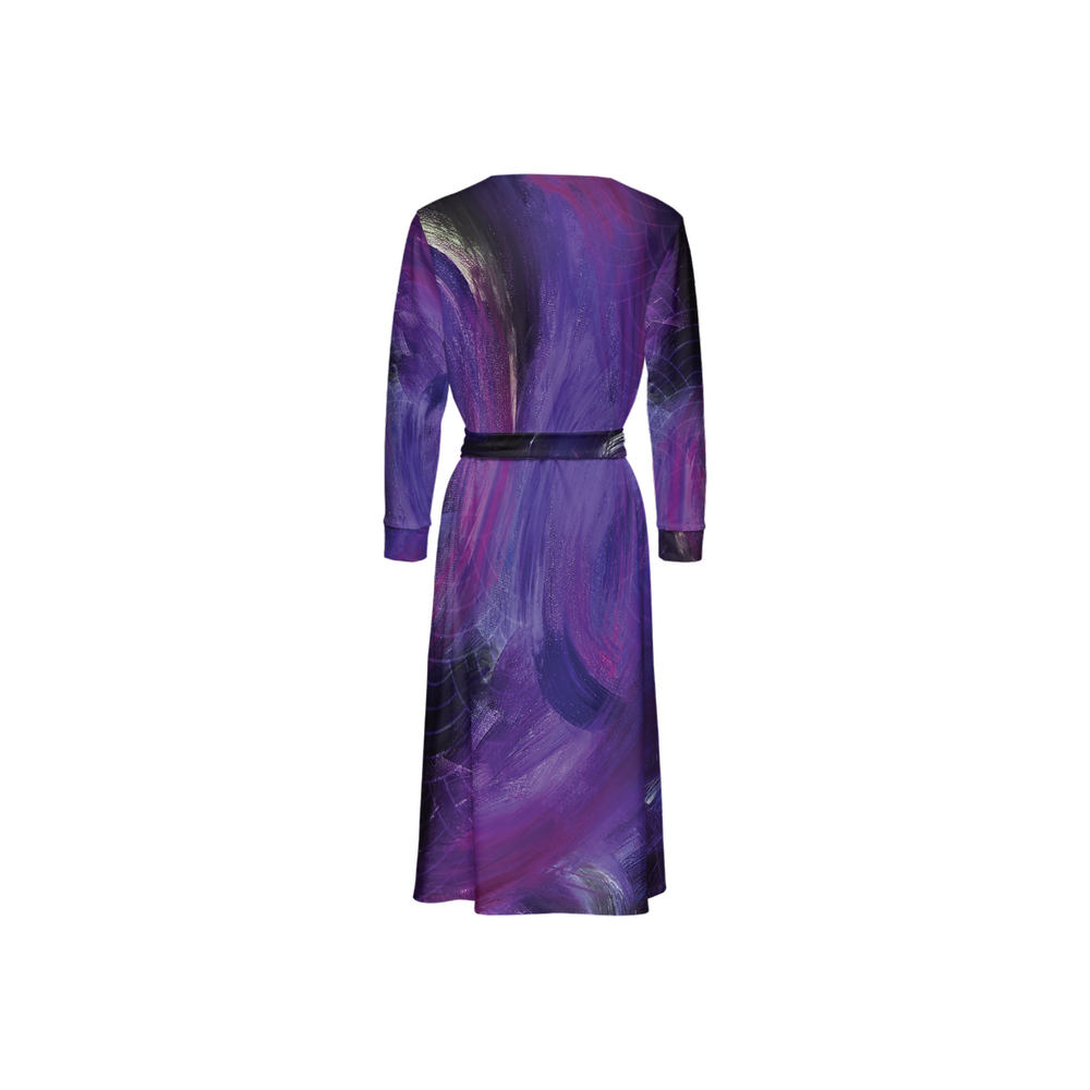 Women's ¾ Sleeve Wrap Dress Brushes - Purple