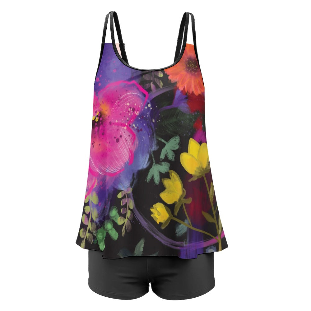 Floral Inspiration Tankini with Shorts - Full Figure