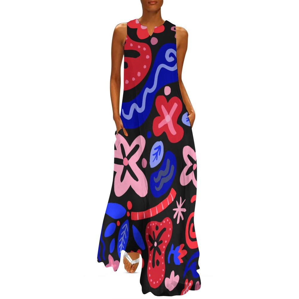 Abstract Botanicals Long Elegant Dress