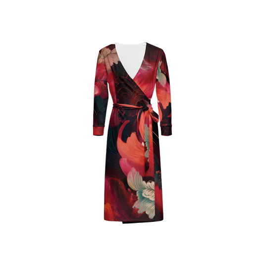 Women's ¾ Sleeve Wrap Featherfare - Red