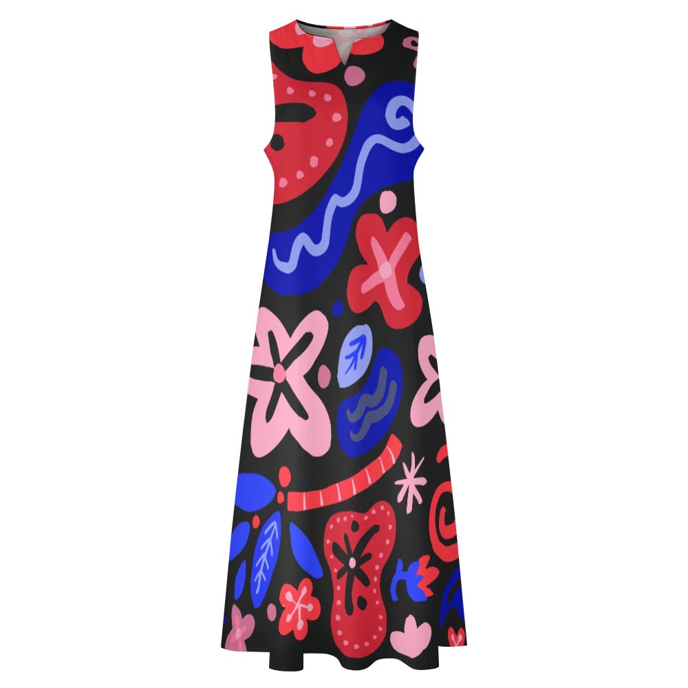 Abstract Botanicals Long Elegant Dress