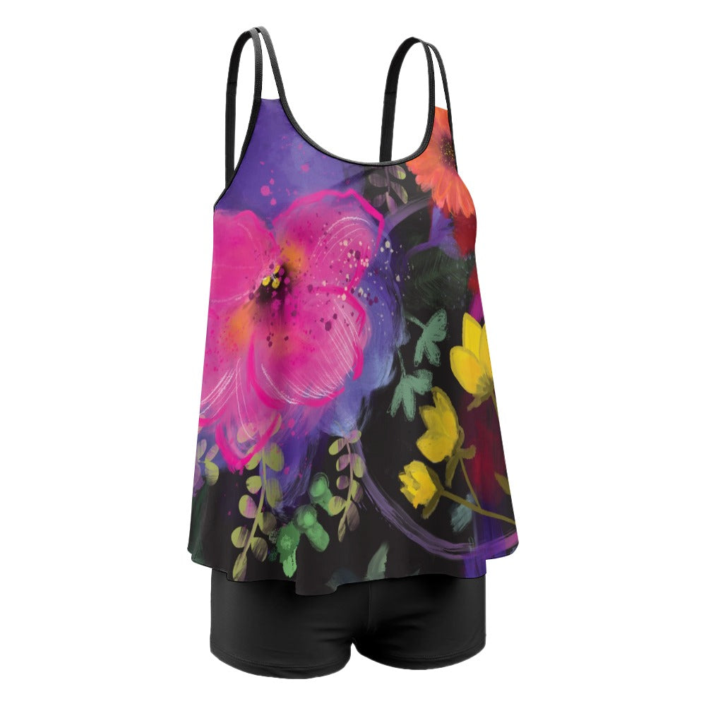 Floral Inspiration Tankini with Shorts - Full Figure